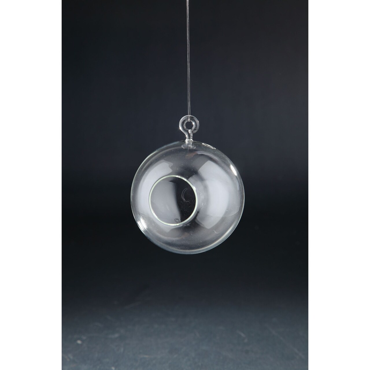 CC Home Furnishings 4" Clear Solid Hand Blown Round Glass Candle Holder